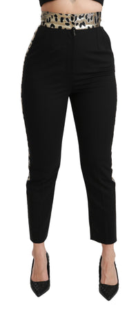 Thumbnail for Gold Leopard Jacquard High Waist Pants