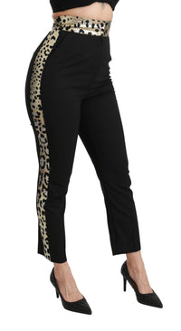 Thumbnail for Gold Leopard Jacquard High Waist Pants