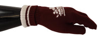 Thumbnail for Elegant Red Cashmere Gloves with Crown Motif