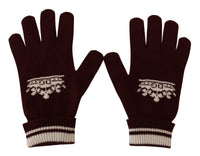 Thumbnail for Elegant Red Cashmere Gloves with Crown Motif