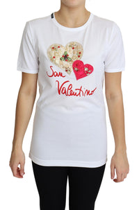 Thumbnail for Crystal-Embellished White Cotton Tee