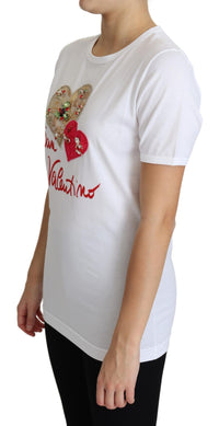 Thumbnail for Crystal-Embellished White Cotton Tee