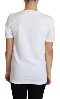 Thumbnail for Crystal-Embellished White Cotton Tee