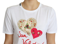 Thumbnail for Crystal-Embellished White Cotton Tee