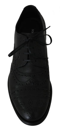 Thumbnail for Elegant Black Leather Derby Wingtip Dress Shoes