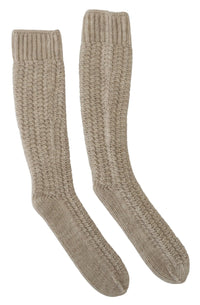 Thumbnail for Chic Beige Wool Blend Over-the-Calf Socks