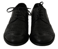 Thumbnail for Elegant Black Leather Derby Wingtip Dress Shoes