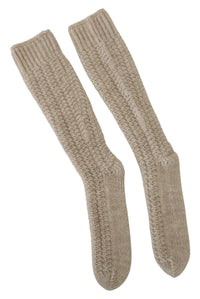 Thumbnail for Chic Beige Wool Blend Over-the-Calf Socks