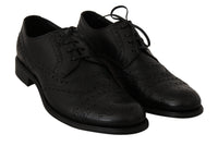 Thumbnail for Elegant Black Leather Derby Wingtip Dress Shoes