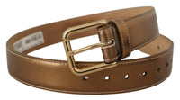 Thumbnail for Elegant Bronze Leather Belt with Logo Buckle