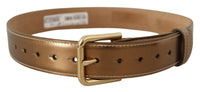 Thumbnail for Elegant Bronze Leather Belt with Logo Buckle