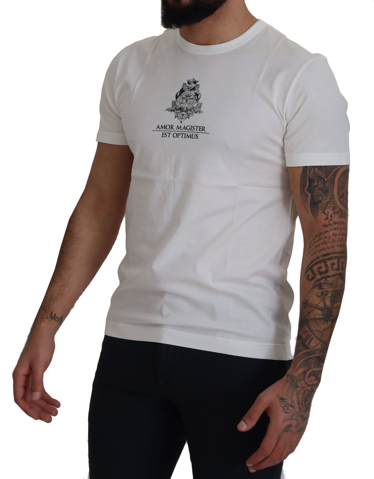 White Logo Cotton Amor Magister T-shirt