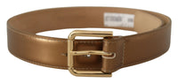 Thumbnail for Bronze Leather Belt with Gold-Toned Buckle