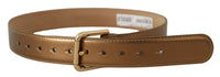 Thumbnail for Bronze Leather Belt with Gold-Toned Buckle