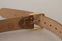 Thumbnail for Bronze Leather Belt with Gold-Toned Buckle