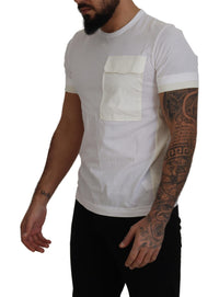 Thumbnail for Elegant White Cotton Tee with DG Chest Pocket