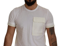 Thumbnail for Elegant White Cotton Tee with DG Chest Pocket