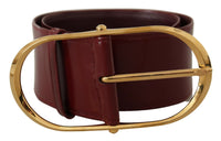 Thumbnail for Engraved Logo Maroon Leather Belt