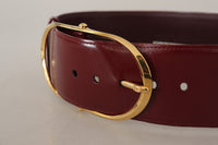 Thumbnail for Engraved Logo Maroon Leather Belt