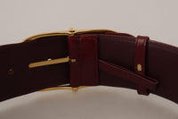 Thumbnail for Engraved Logo Maroon Leather Belt