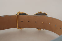 Thumbnail for Elegant Blue Leather Belt with Logo Buckle