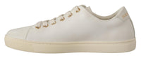 Thumbnail for White Leather Gold Red Heart Sneakers Shoes