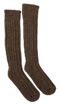 Thumbnail for Chic Brown Wool Blend Over-Calf Socks