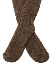 Thumbnail for Chic Brown Wool Blend Over-Calf Socks