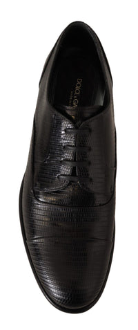 Thumbnail for Elegant Black Lizard Skin Derby Shoes