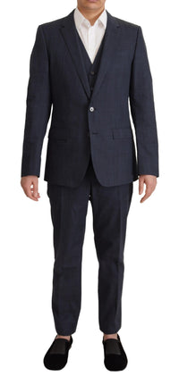 Thumbnail for Elegant Dark Blue Cotton Three Piece Martini Suit