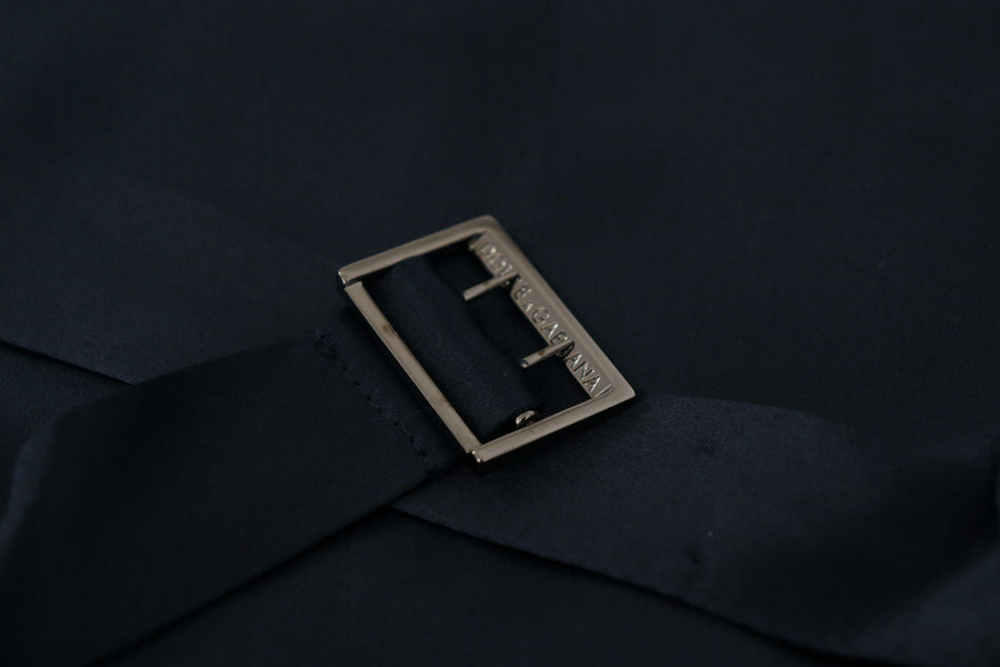 Elegant Dark Blue Cotton Three Piece Martini Suit