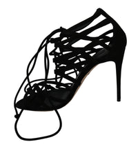 Thumbnail for Elegant Black Suede Stiletto Ankle Strap Sandals