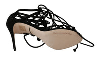Thumbnail for Elegant Black Suede Stiletto Ankle Strap Sandals