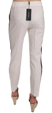 Thumbnail for Elegant White Stripe Wool Tapered Trousers