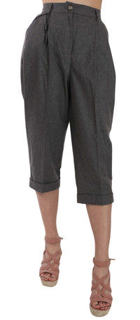 Thumbnail for Elegant Gray Wool-Cashmere Pleated Trousers
