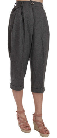 Thumbnail for Elegant Gray Wool-Cashmere Pleated Trousers
