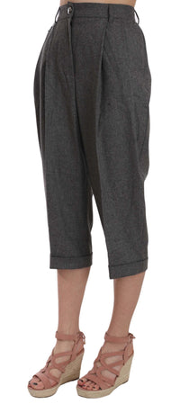 Thumbnail for Elegant Gray Wool-Cashmere Pleated Trousers