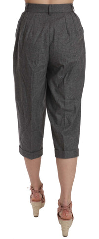Thumbnail for Elegant Gray Wool-Cashmere Pleated Trousers