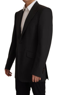 Thumbnail for Elegant Slim Black Wool Blazer Jacket