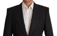 Thumbnail for Elegant Slim Black Wool Blazer Jacket