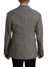 Thumbnail for Elegant Gray Checkered Wool Blazer