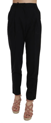 Thumbnail for Elegant Pleated Tapered Black Trousers
