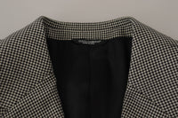 Thumbnail for Elegant Gray Checkered Wool Blazer