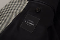 Thumbnail for Elegant Gray Checkered Wool Blazer