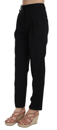 Thumbnail for Elegant Pleated Tapered Black Trousers