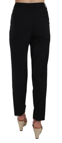 Thumbnail for Elegant Pleated Tapered Black Trousers