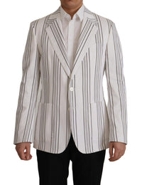 Thumbnail for Elegant Striped Cotton Blend Blazer