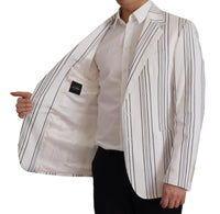 Thumbnail for Elegant Striped Cotton Blend Blazer