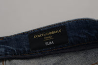 Thumbnail for Elegant Slim-Fit Denim Pants in Blue Washed