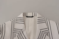 Thumbnail for Elegant Striped Cotton Blend Blazer